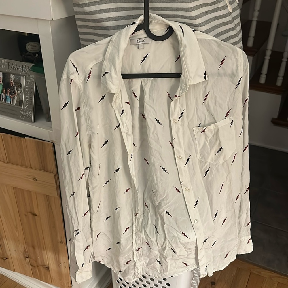 Rails Kate Shirt electric bolts, Long Sleeve 100% silk Size S